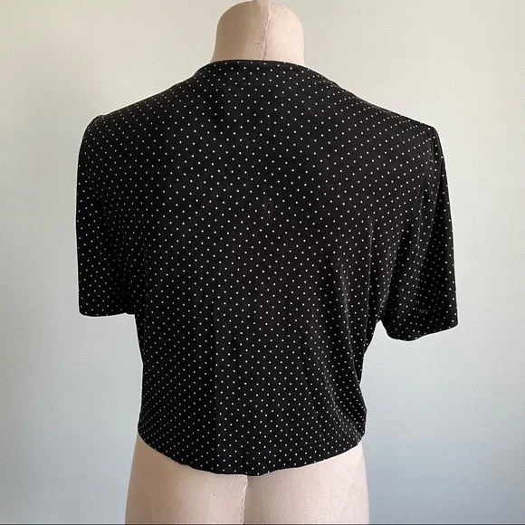 VINTAGE Ronni Nicole Black Polka Dot Crop Button Down Shirt - Picture 6 of 10